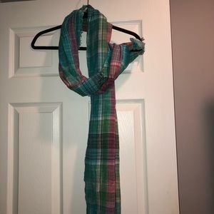 Colorful and Bright Patterned Scarf/ fringe detail